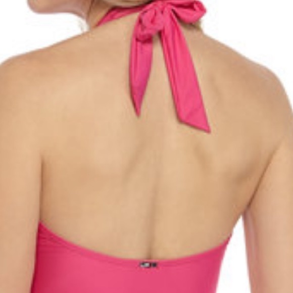 TOMMY Hilfiger Shirred Halter One Piece Swimsuit - Picture 5 of 11